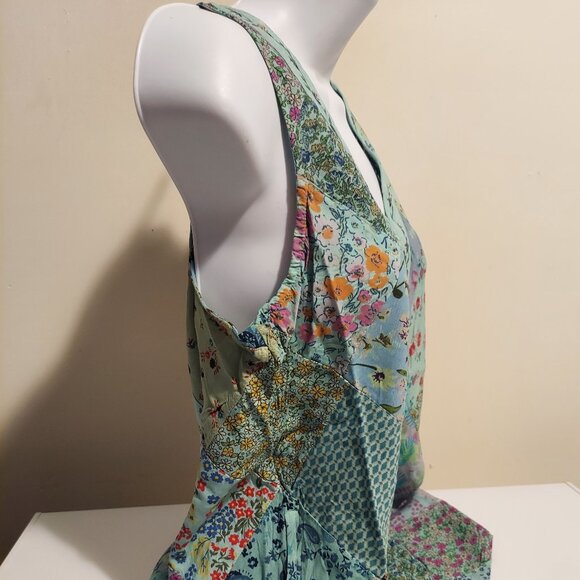 SALE! NWT Diamond Patchwork Tank Top w/ Embroidery - Picture 3 of 9